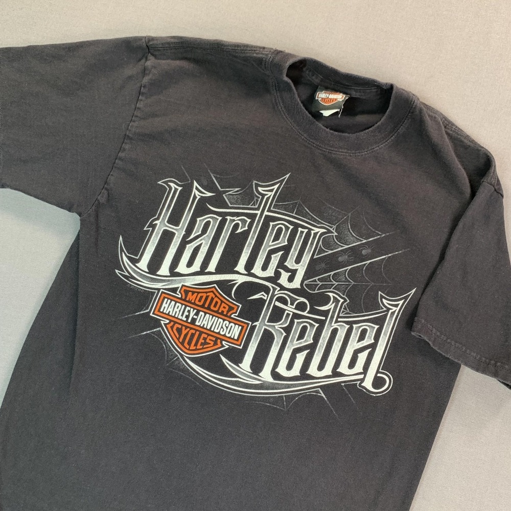 Harley-Davidson Shirt Mens MED Black Rebel Corpus Christi Texas Tee Spider & Web